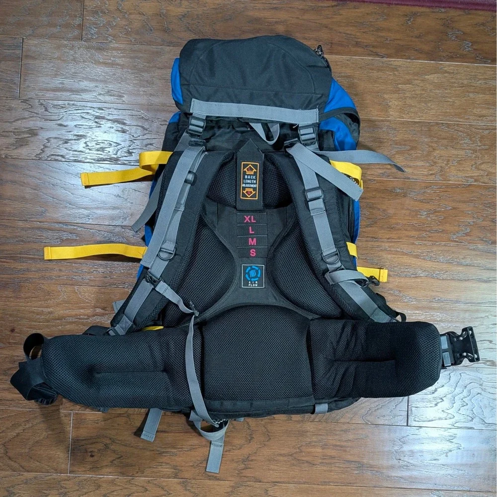 Hi-Tec Nova 55+10 Internal Frame Backpacking‎ Rucksack Blue Grey Adjustable Back
